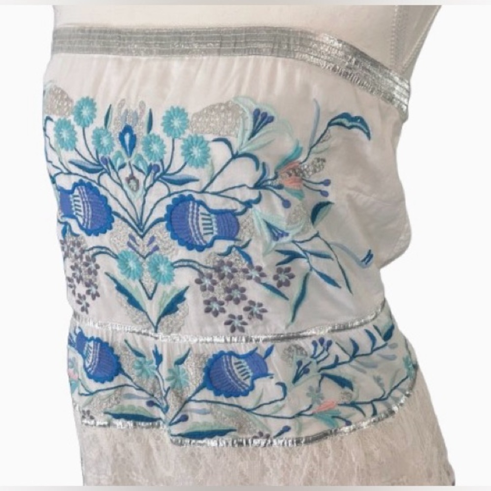 Embroidered 100% Cotton Floral Maxi Dress Medium Boston Proper Lace Boho Cottage - Picture 9 of 16